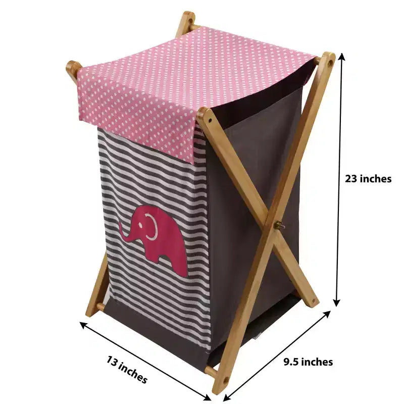 Bacati - Panier à Linge Éléphants Rose/Gris avec Cadre en Bois