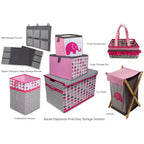 Bacati - Panier à Linge Éléphants Rose/Gris avec Cadre en Bois