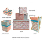 Bacati - Sophia Paisley Aqua/Corail Panier à Linge Pliable
