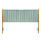 Tête de lit King en velours capitonné avec touffes verticales et cadre en métal doré – Crème / Noir / Gris / Vert Sauge, pour 1 à 2 personnes