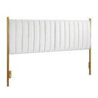Tête de lit King en velours capitonné avec touffes verticales et cadre en métal doré – Crème / Noir / Gris / Vert Sauge, pour 1 à 2 personnes