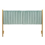 Tête de lit King en velours capitonné avec touffes verticales et cadre en métal doré – Crème / Noir / Gris / Vert Sauge, pour 1 à 2 personnes