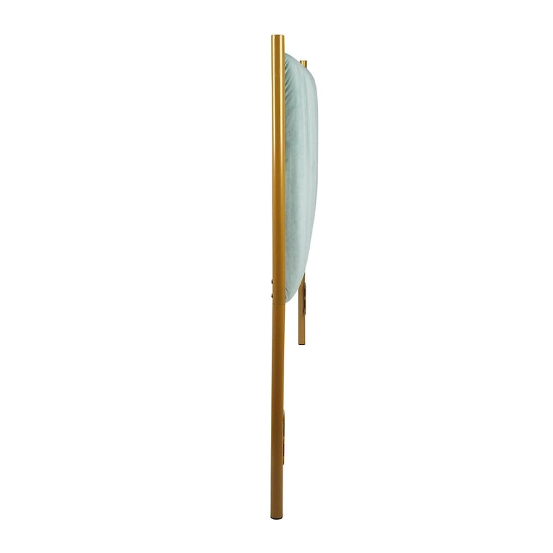 Tête de lit King en velours capitonné avec touffes verticales et cadre en métal doré – Crème / Noir / Gris / Vert Sauge, pour 1 à 2 personnes