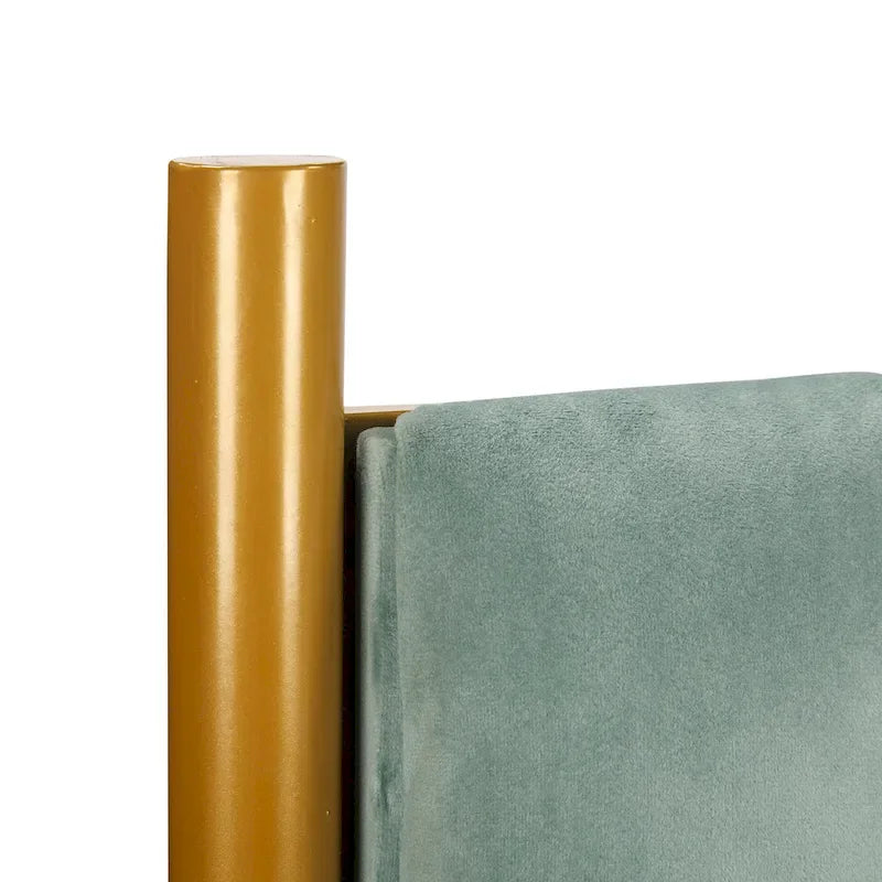 Tête de lit King en velours capitonné avec touffes verticales et cadre en métal doré – Crème / Noir / Gris / Vert Sauge, pour 1 à 2 personnes