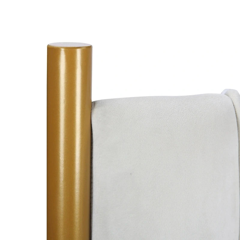 Tête de lit King en velours capitonné avec touffes verticales et cadre en métal doré – Crème / Noir / Gris / Vert Sauge, pour 1 à 2 personnes