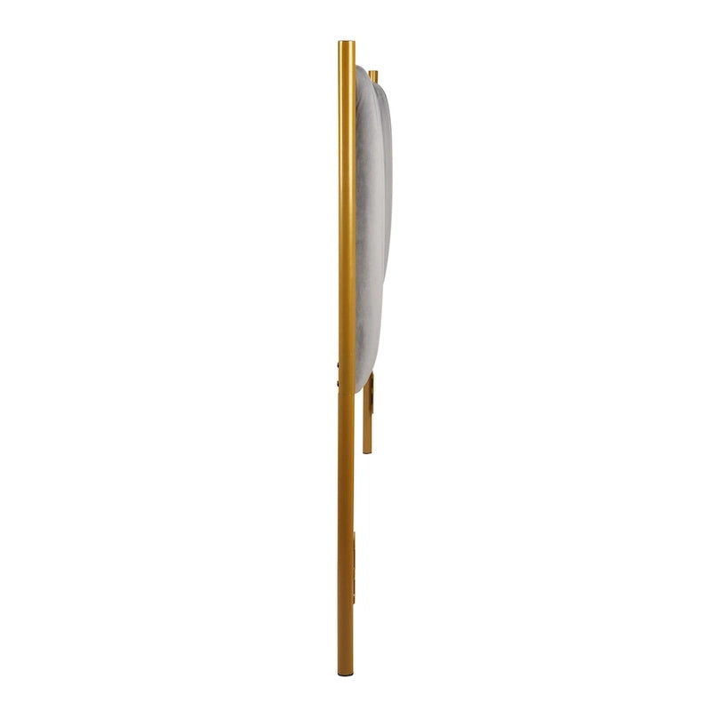 Tête de lit King en velours capitonné avec touffes verticales et cadre en métal doré – Crème / Noir / Gris / Vert Sauge, pour 1 à 2 personnes