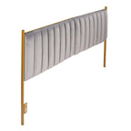 Tête de lit King en velours capitonné avec touffes verticales et cadre en métal doré – Crème / Noir / Gris / Vert Sauge, pour 1 à 2 personnes
