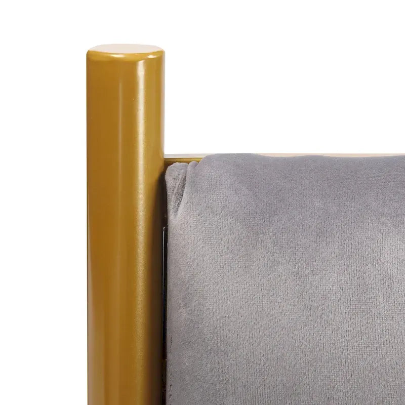 Tête de lit King en velours capitonné avec touffes verticales et cadre en métal doré – Crème / Noir / Gris / Vert Sauge, pour 1 à 2 personnes