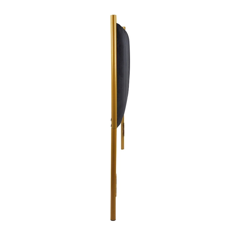 Tête de lit King en velours capitonné avec touffes verticales et cadre en métal doré – Crème / Noir / Gris / Vert Sauge, pour 1 à 2 personnes