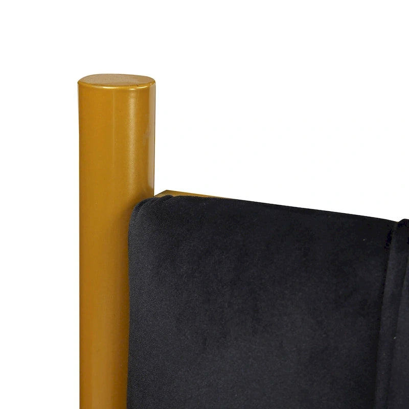 Tête de lit King en velours capitonné avec touffes verticales et cadre en métal doré – Crème / Noir / Gris / Vert Sauge, pour 1 à 2 personnes