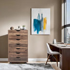 Meuble de rangement roulant à 7 tiroirs avec roulettes pivotantes – Unité simple – Gris / Blanc / Noir / Noir vieilli / Chêne vintage / Chêne gris / Naturel / Chêne marron / Marron rustique