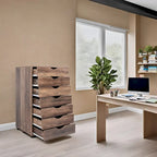 Meuble de rangement roulant à 7 tiroirs avec roulettes pivotantes – Unité simple – Gris / Blanc / Noir / Noir vieilli / Chêne vintage / Chêne gris / Naturel / Chêne marron / Marron rustique