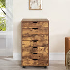 Meuble de rangement roulant à 7 tiroirs avec roulettes pivotantes – Unité simple – Gris / Blanc / Noir / Noir vieilli / Chêne vintage / Chêne gris / Naturel / Chêne marron / Marron rustique