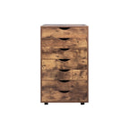 Meuble de rangement roulant à 7 tiroirs avec roulettes pivotantes – Unité simple – Gris / Blanc / Noir / Noir vieilli / Chêne vintage / Chêne gris / Naturel / Chêne marron / Marron rustique