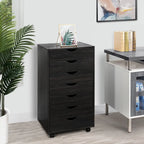 Meuble de rangement roulant à 7 tiroirs avec roulettes pivotantes – Unité simple – Gris / Blanc / Noir / Noir vieilli / Chêne vintage / Chêne gris / Naturel / Chêne marron / Marron rustique