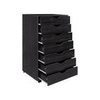 Meuble de rangement roulant à 7 tiroirs avec roulettes pivotantes – Unité simple – Gris / Blanc / Noir / Noir vieilli / Chêne vintage / Chêne gris / Naturel / Chêne marron / Marron rustique