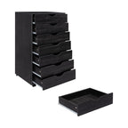 Meuble de rangement roulant à 7 tiroirs avec roulettes pivotantes – Unité simple – Gris / Blanc / Noir / Noir vieilli / Chêne vintage / Chêne gris / Naturel / Chêne marron / Marron rustique