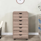 Meuble de rangement roulant à 7 tiroirs avec roulettes pivotantes – Unité simple – Gris / Blanc / Noir / Noir vieilli / Chêne vintage / Chêne gris / Naturel / Chêne marron / Marron rustique