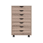 Meuble de rangement roulant à 7 tiroirs avec roulettes pivotantes – Unité simple – Gris / Blanc / Noir / Noir vieilli / Chêne vintage / Chêne gris / Naturel / Chêne marron / Marron rustique