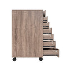 Meuble de rangement roulant à 7 tiroirs avec roulettes pivotantes – Unité simple – Gris / Blanc / Noir / Noir vieilli / Chêne vintage / Chêne gris / Naturel / Chêne marron / Marron rustique
