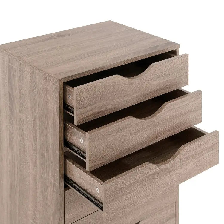 Meuble de rangement roulant à 7 tiroirs avec roulettes pivotantes – Unité simple – Gris / Blanc / Noir / Noir vieilli / Chêne vintage / Chêne gris / Naturel / Chêne marron / Marron rustique