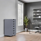 Meuble de rangement roulant à 7 tiroirs avec roulettes pivotantes – Unité simple – Gris / Blanc / Noir / Noir vieilli / Chêne vintage / Chêne gris / Naturel / Chêne marron / Marron rustique