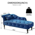 Chaise longue en velours 61 po avec 1 oreiller et garniture cloutée