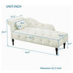 Chaise longue en velours 61 po avec 1 oreiller et garniture cloutée