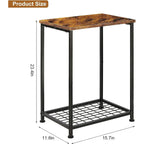Lot de 2 petites tables d'appoint à 2 niveaux avec étagère de rangement ouverte