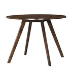 Table à manger ronde en bois massif de 100 cm avec plateau en placage et pieds évasés – Noyer / Chêne naturel / Gris, pour 4 personnes