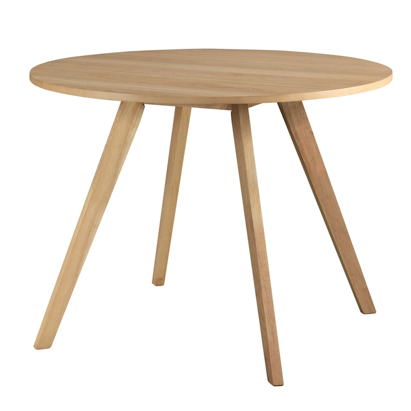 39.5" Round Solid Wood Dining Table with Veneered Top and Splayed Legs – Walnut / Natural Oak / Grey, for 4 People
