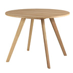 Table à manger ronde en bois massif de 100 cm avec plateau en placage et pieds évasés – Noyer / Chêne naturel / Gris, pour 4 personnes