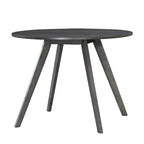 Table à manger ronde en bois massif de 100 cm avec plateau en placage et pieds évasés – Noyer / Chêne naturel / Gris, pour 4 personnes