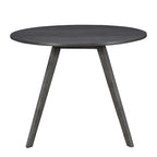 Table à manger ronde en bois massif de 100 cm avec plateau en placage et pieds évasés – Noyer / Chêne naturel / Gris, pour 4 personnes