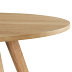 Table à manger ronde en bois massif de 100 cm avec plateau en placage et pieds évasés – Noyer / Chêne naturel / Gris, pour 4 personnes