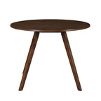 Table à manger ronde en bois massif de 100 cm avec plateau en placage et pieds évasés – Noyer / Chêne naturel / Gris, pour 4 personnes