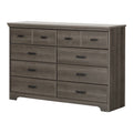 Commode double à 8 tiroirs avec glissières souples, bords biseautés et poignées métalliques – Érable Gris / Chêne vieilli, pour 1 personne / ménage