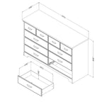 Commode double à 8 tiroirs avec glissières souples, bords biseautés et poignées métalliques – Érable Gris / Chêne vieilli, pour 1 personne / ménage