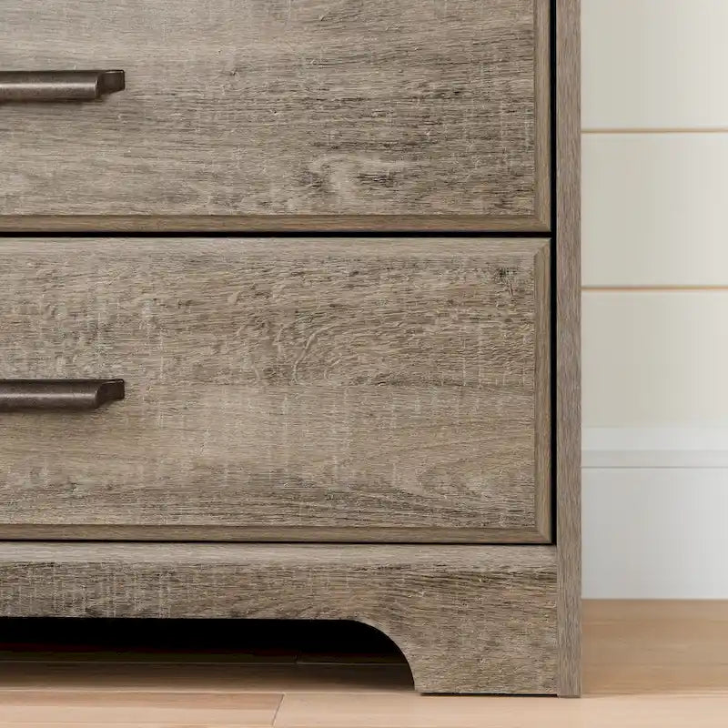 Commode double à 8 tiroirs avec glissières souples, bords biseautés et poignées métalliques – Érable Gris / Chêne vieilli, pour 1 personne / ménage