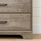 Commode double à 8 tiroirs avec glissières souples, bords biseautés et poignées métalliques – Érable Gris / Chêne vieilli, pour 1 personne / ménage