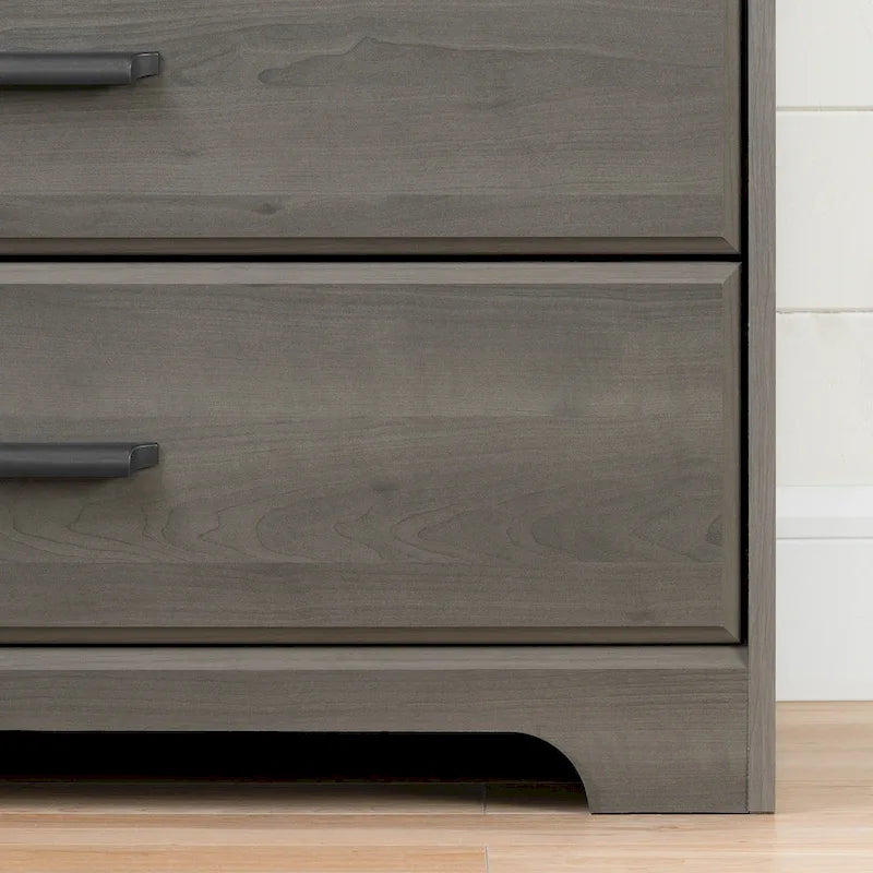 Commode double à 8 tiroirs avec glissières souples, bords biseautés et poignées métalliques – Érable Gris / Chêne vieilli, pour 1 personne / ménage