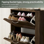 Meuble à chaussures 3 tiroirs basculants avec plateau supérieur pour entrée – Orange / Gris / Marron / Blanc / Bois, pour 1 personne / foyer