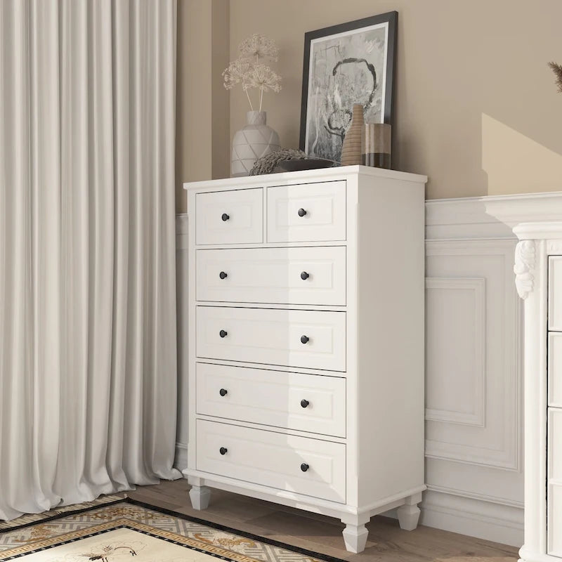 Modern Dresser with 6 Drawers Wood Chest of Storage Dressers Organizer