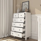 Commode moderne à 6 tiroirs avec poignées en métal et glissières de tiroir en métal lisses – Blanche, pour 1 personne/foyer