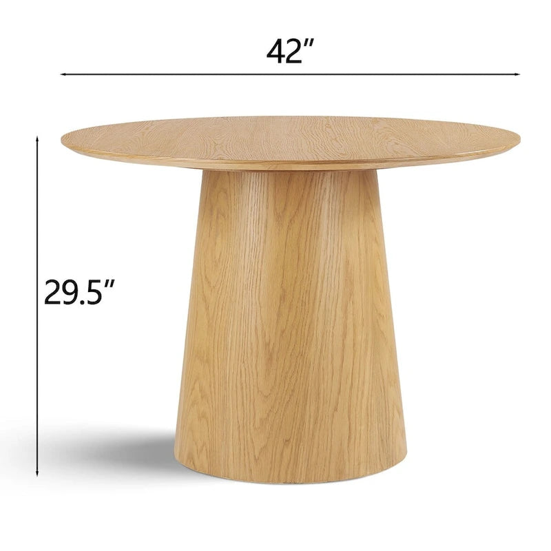 Oak / Black Round Pedestal Dining Table – Seats 4