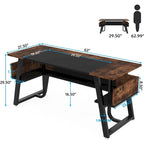 Bureau d'ordinateur/d'écriture 160 cm Noir/Blanc/Gris avec étagère de rangement – Monoposte