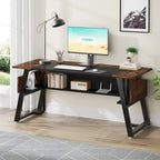 Bureau d'ordinateur/d'écriture 160 cm Noir/Blanc/Gris avec étagère de rangement – Monoposte