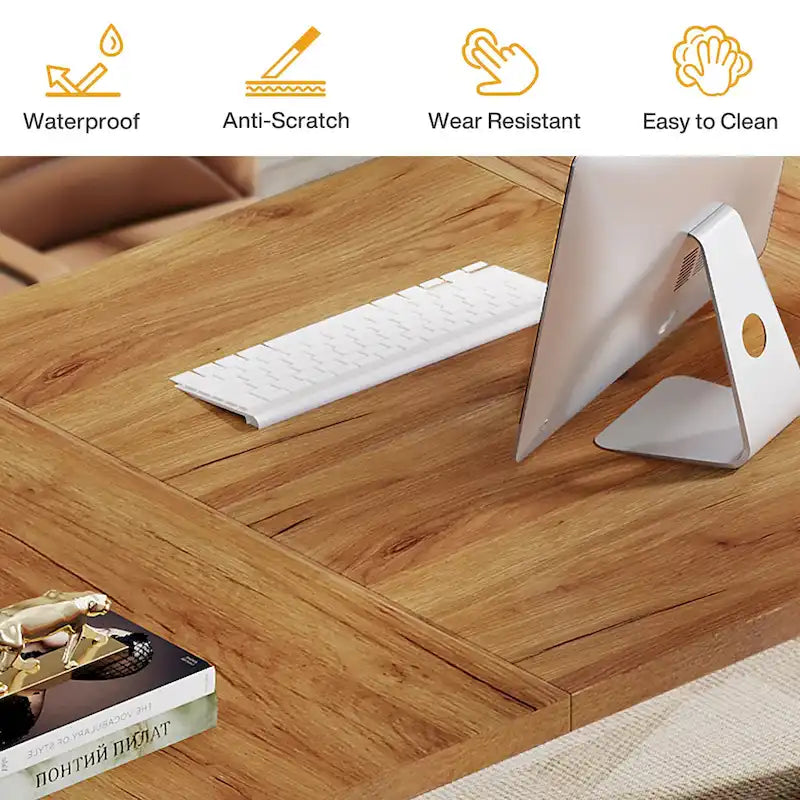 Grand bureau rectangulaire de 180 cm en bois manufacturé – Blanc/Noir, pour 1 personne