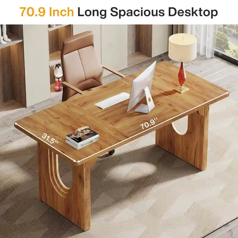 Grand bureau rectangulaire de 180 cm en bois manufacturé – Blanc/Noir, pour 1 personne