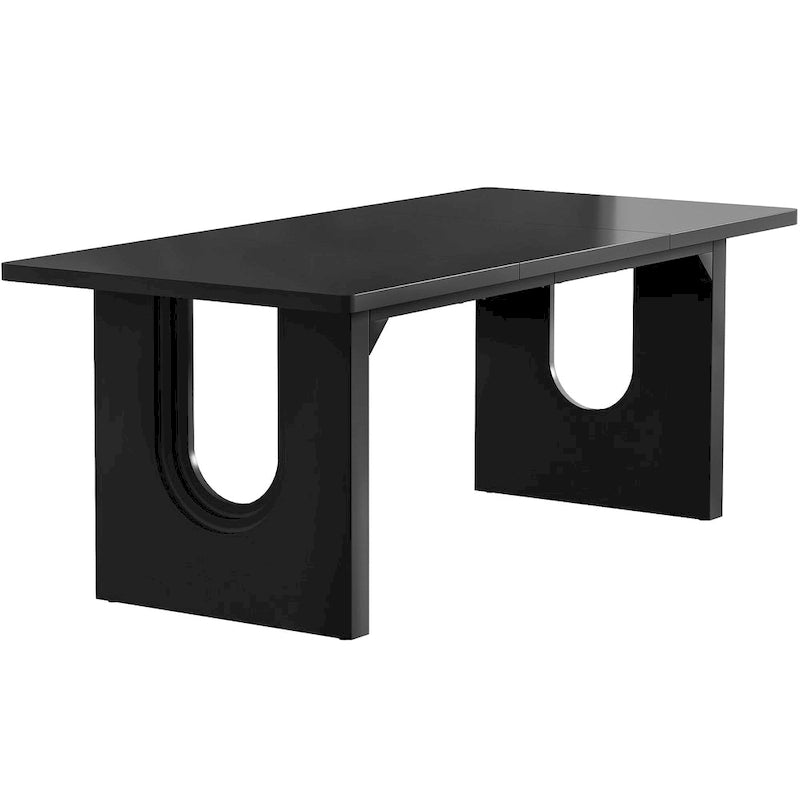 Grand bureau rectangulaire de 180 cm en bois manufacturé – Blanc/Noir, pour 1 personne